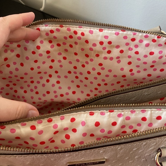 Kate Spade Bristol Drive Loden Embossed Ostrich Soft Taupe Leather Bag - Picture 15 of 16